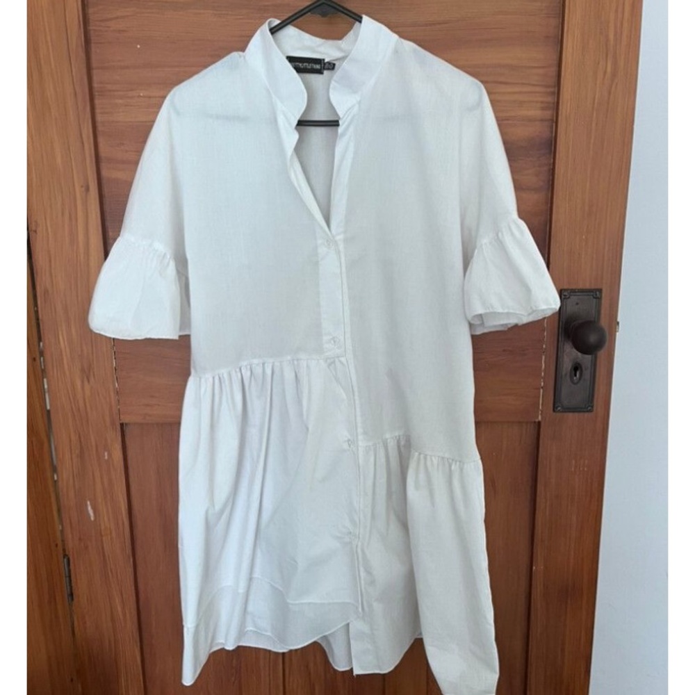 Pretty Little Thing white cotton dress, size 8
